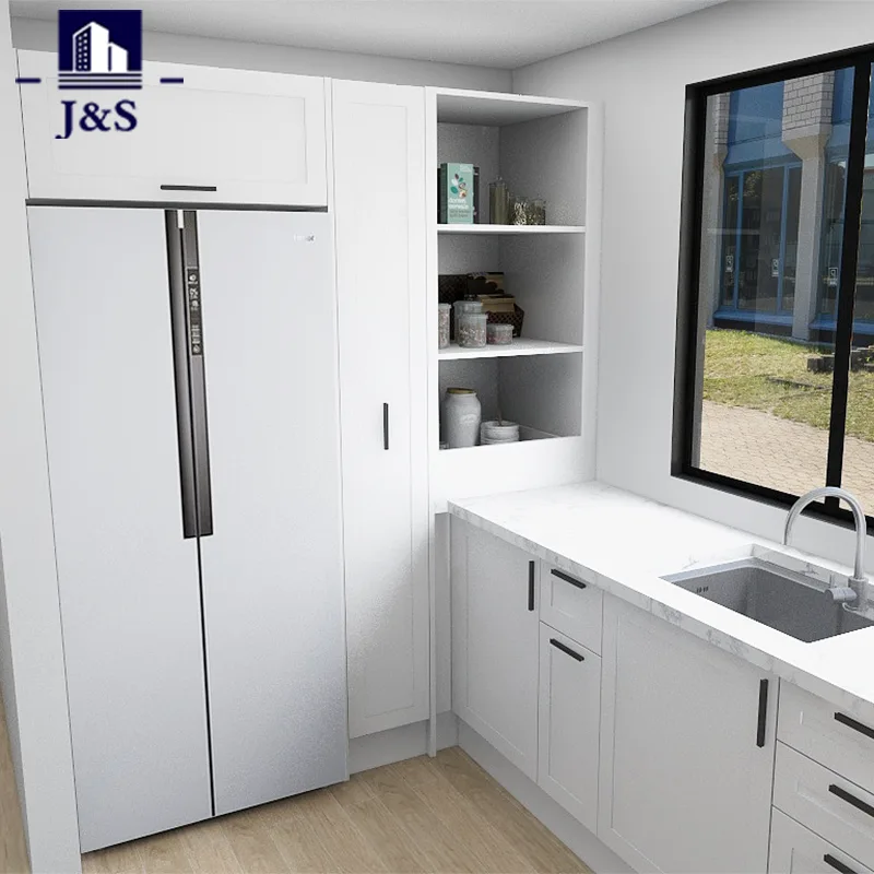 White Shaker L-Shape Pawon karo Pantry
