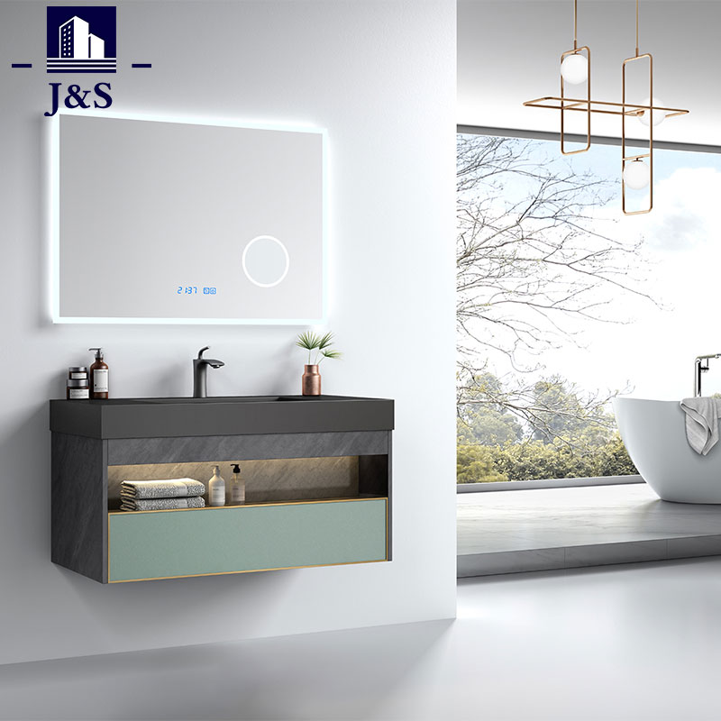 Kayu Kamar Mandi Mirror Kabinet Setengah Bath Vanity